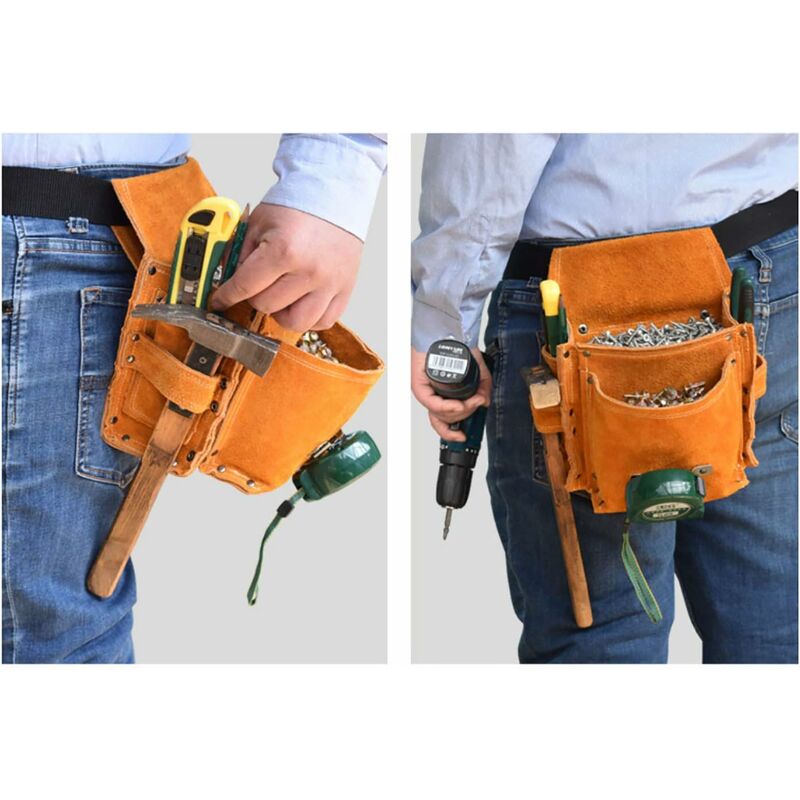Multifunctional Tool Pouch Belt Tool Bag Thickened Tool Waist Bag Durable Cowhide Hardware Tool Storage - Image 4