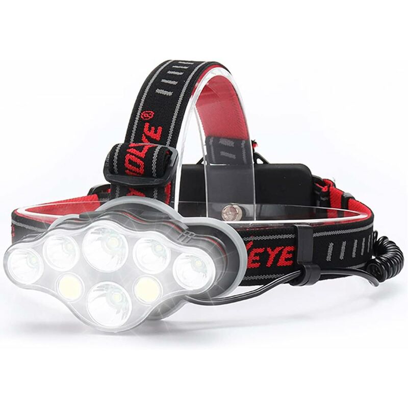 Powerful Rechargeable Headlamp, 18000 Lumen 8 Modes LED Headlamp Powerful Headlamp Hands-Free Lamp For Camping, Ipx5 - Image 1