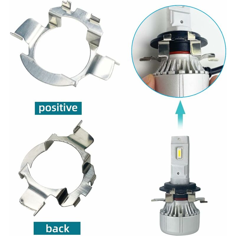 2 pcs Metal LED H7 Bulbs Adapters Lamp Base Holder Clip Bracket For Quasquai/Polo 6R / Polo 9R / Jetta Sport (Mk6) / - Image 4