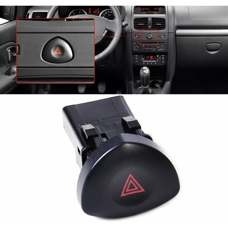 Warning Button Clio 2 Hazard Lights Warning Button For Clio Mk 2 Black 8200442723 - Image 1