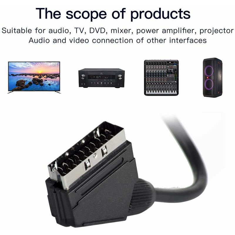 1.5M Scart To 3Rca Male Cable, Scart Male To Rca Male Switchable Audio Video Av Cable Adapter Converter Audio Video For - Image 2