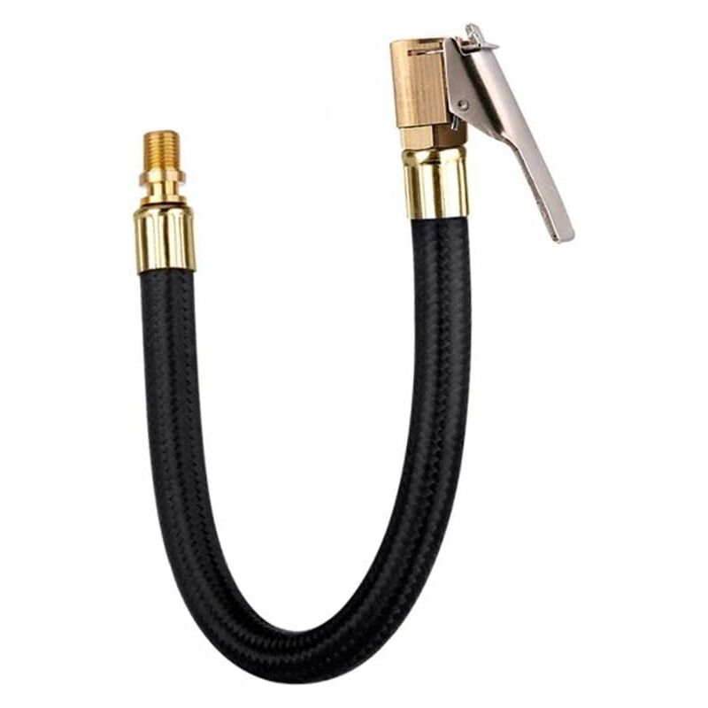 Tire Inflator Pump Hose, Motorcycle Valve Air Rubber Hose Lock-On Tire Chuck With Clip For Motorcycle Car Bike Hose - Image 1
