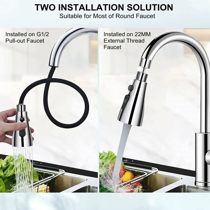 Kitchen Faucet Sprayer 3 Modes - 360 Degrees Kitchen Faucet Nozzle, Faucet Head, Sink Mixer Sprayer, Kitchen Faucet - Image 3
