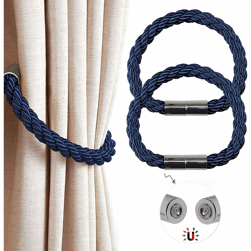Magnetic Curtain Tiebacks, 2 Pack Modern Simplicity Curtain ROpe Tiebacks With Strong Magnet, Braided ROpe Curtain - Image 1