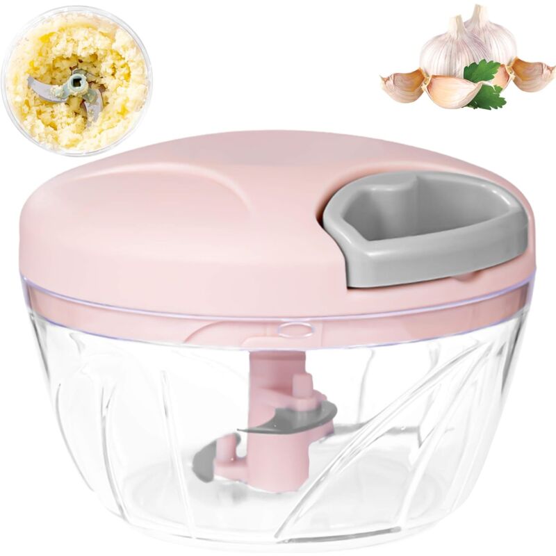 Manual Onion Chopper, 3-Blade Garlic Press, For Onion Salad, Pesto, Parsley, Sausage/Nut Cutting Machine, Vanilla, Baby - Image 1