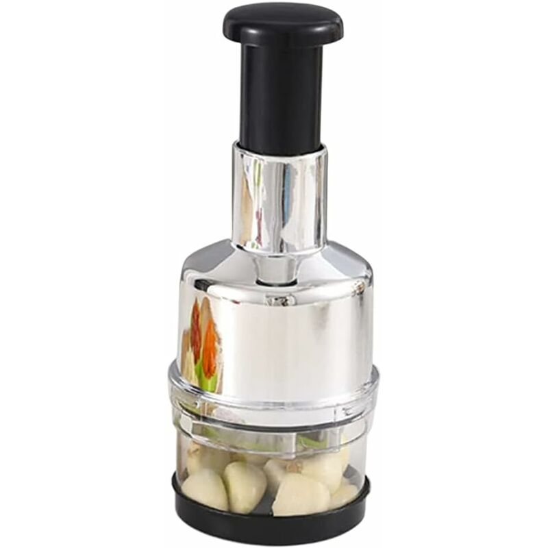 Garlic And Onion Chopper, Stainless Steel Manual Vegetable Chopper, Manual Garlic Press For Ginger, Chili, Salad, - Image 1