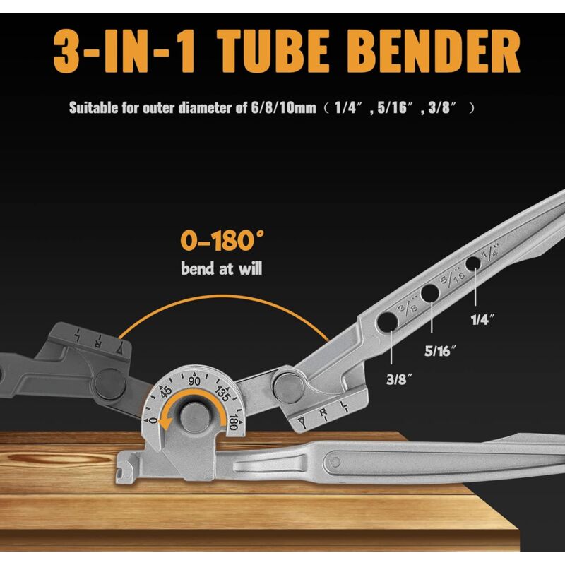 3 In 1 Manual Tube Bender 1/4'' 5/16'' 3/8'' 0-180° Bending Tools For Copper, Brass, Aluminum And Soft Metal - Image 2