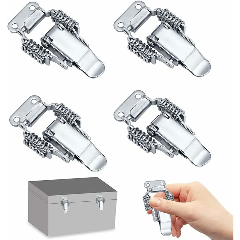 4 pcs Stainless Steel Spring Loaded Lever Latch Tension Lock Toggle Latch Tension Lock Box Lock For Suitcase Drawer - Image 1