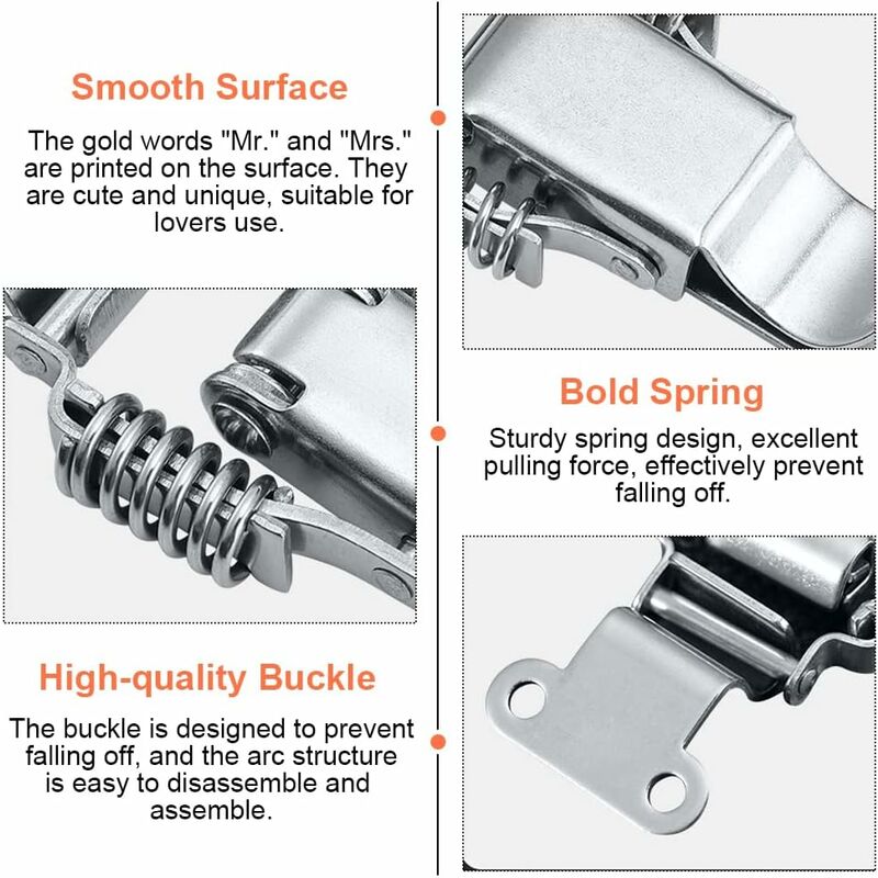 4 pcs Stainless Steel Spring Loaded Lever Latch Tension Lock Toggle Latch Tension Lock Box Lock For Suitcase Drawer - Image 4