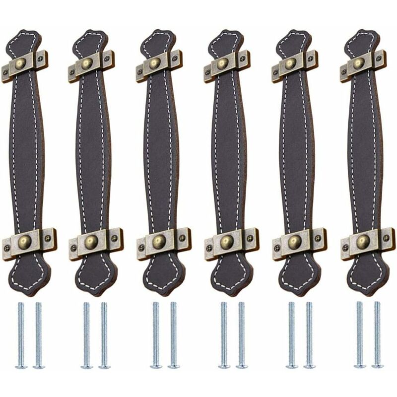 Leather Handle 6 Pieces Leather Handles For Furniture Leather Door Handle Leather Drawer Handles Cabinet Handle For - Image 1