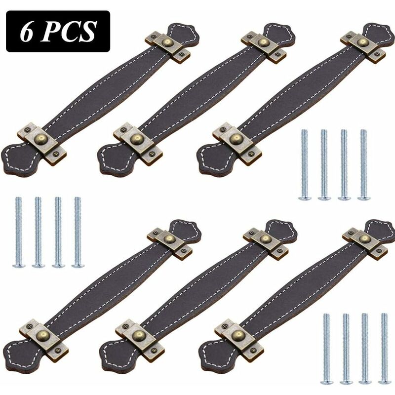 Leather Handle 6 Pieces Leather Handles For Furniture Leather Door Handle Leather Drawer Handles Cabinet Handle For - Image 3
