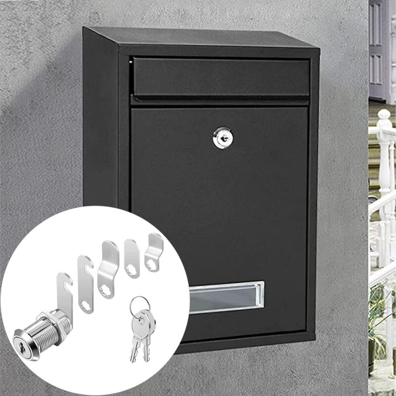 16Mm Cylinder Security Mailbox Lock With 5 Different Lock Plates And 2 Keys, Cabinet Cam Lock, Locker, Toolbox, Filing - Image 3