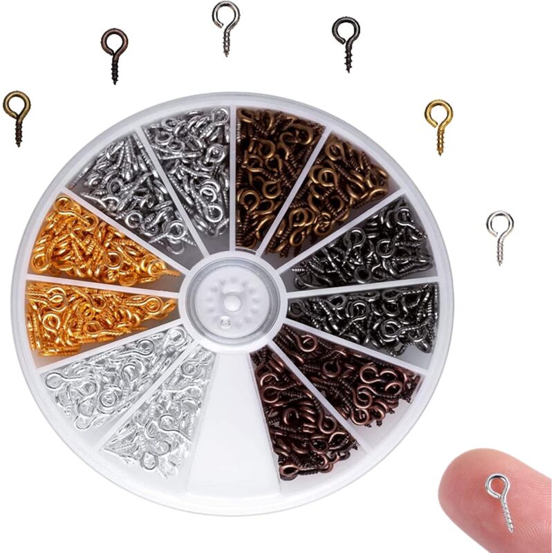 600 Pieces Mini Eye Screw Eyelets Screw Hooks For Jewelry Making Diy Crafts Beads, 6 Colors, 8Mm4Mm - Image 1