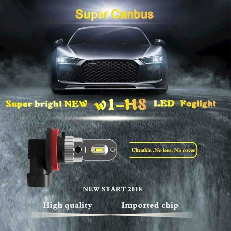 H11 H8 H9 H16 LED Fog Light Bulb, Pure White 6000K, Error Free Odb 12W 1200Lm LED DAytime Running Lights For Vehicle - Image 2