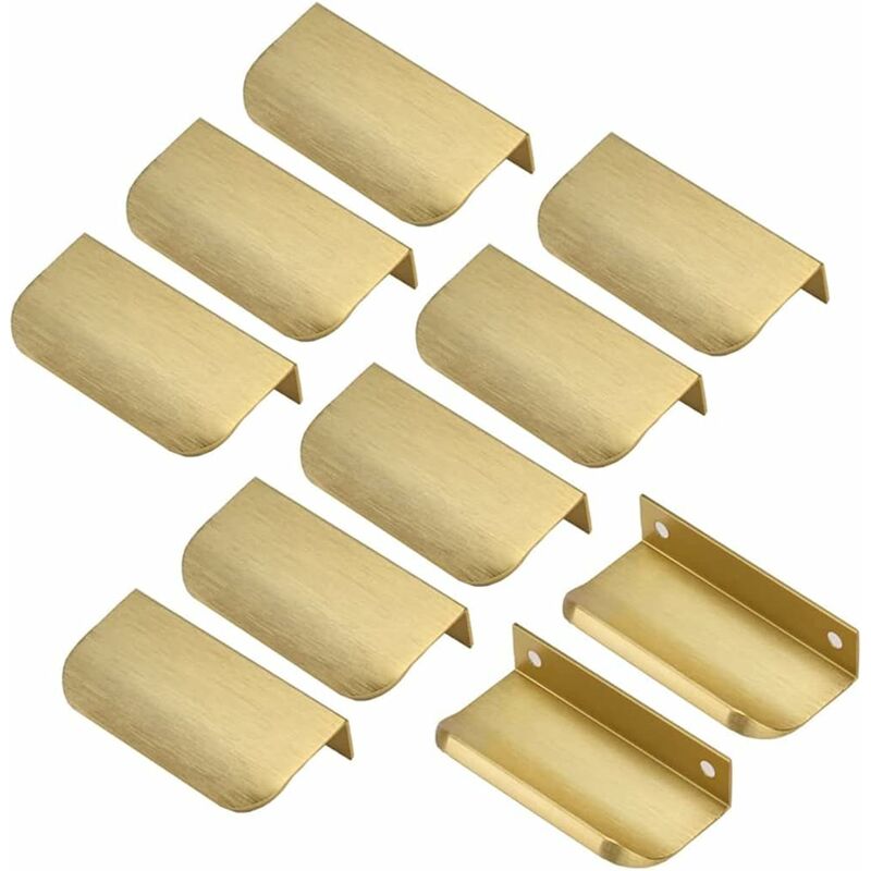 Invisible Gold Handle, 10 Pieces Gold Handle Gold Furniture Handle Invisible Furniture Handle Center Distance 64Mm - Image 1