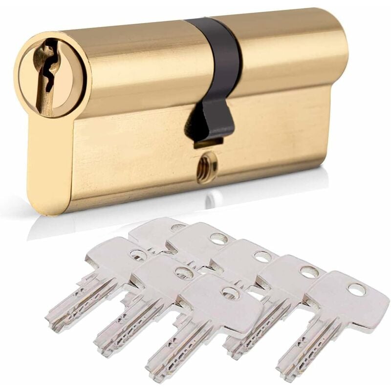 Lock Cylinder 40/40 (80Mm), Homek Double Cylinder Door Lock European Cylinder With 8 Keys, Brass Finish, Anti-Drill - Image 1