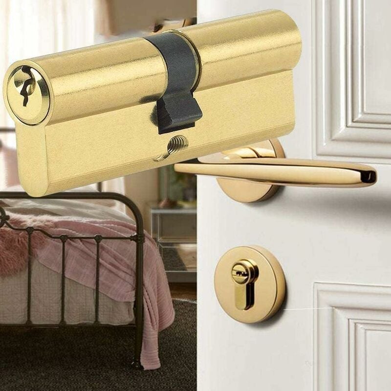 Lock Cylinder 40/40 (80Mm), Homek Double Cylinder Door Lock European Cylinder With 8 Keys, Brass Finish, Anti-Drill - Image 4