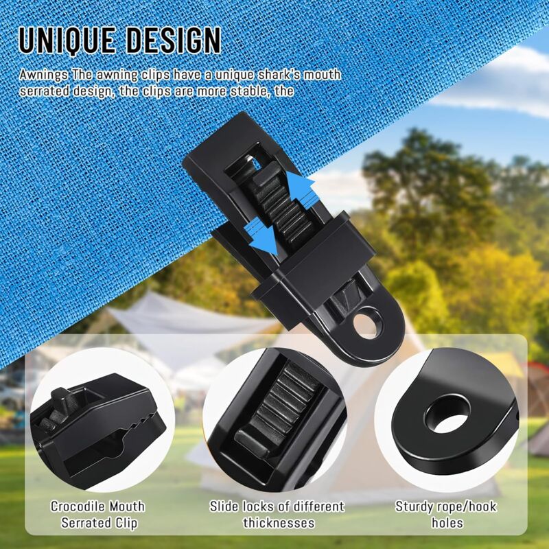 Tent Clip, 15 pcs Tarp Clips, Tarp Clamp, Black Heavy Duty Tarp Clips For Tents, Outdoor Camping, Awnings, Boat Covers, - Image 3