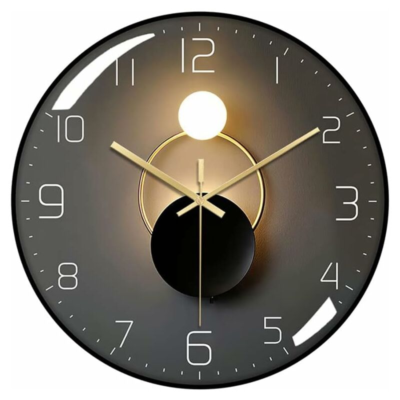 Modern Silent Wall Clock, 30Cm Diameter Wall Clock, ROund Digital Quartz Wall Clock, Suitable For Living ROom, Office, - Image 1