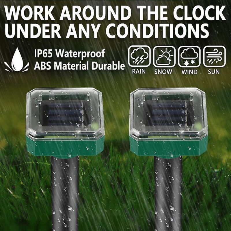 2 Pack Solar Rat Repellent Stakes - Ultrasonic Rat Repellent - Solar Rat Repellent For Snakes, Voles, Other Animals - Image 3