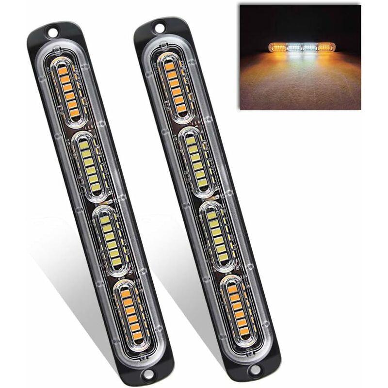 2 X 24LED Strobe Lights 12-24V Ultra Slim Emergency Hazard Light LED Emergency Strobe Lamp For Construction Truck Car - Image 1