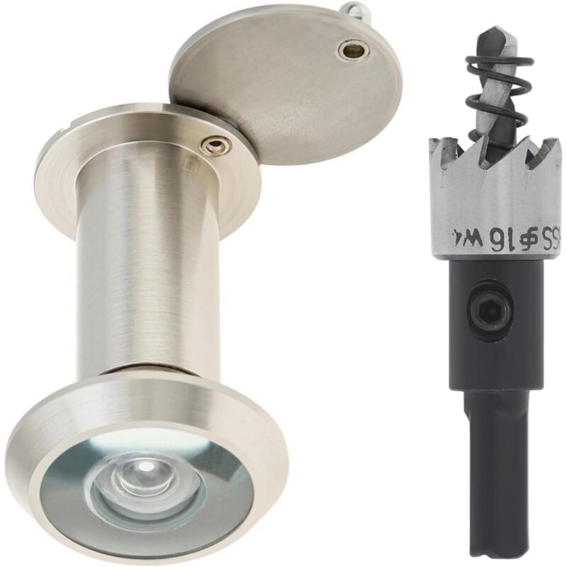 Door Viewer, Brass 200 Degree Peephole With 16Mm Drill Bit, 16Mm Pipe Diameter For 35-55Mm Doors (Stained Nickel) - Image 1