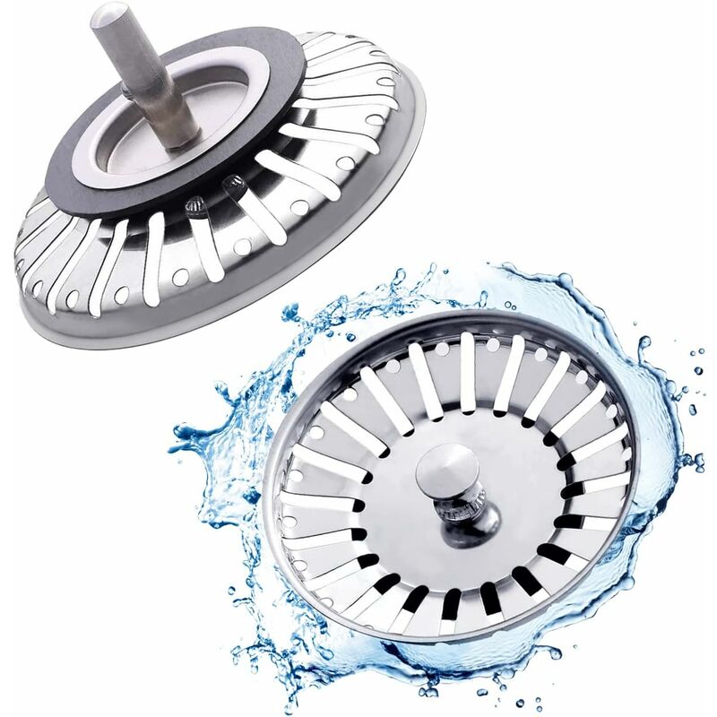 2 Pack Sink Strainer Plug, 84Mm Sink Drain Plug Replacement, Stainless Steel Sink Filter Stopper For Kitchen Or - Image 1