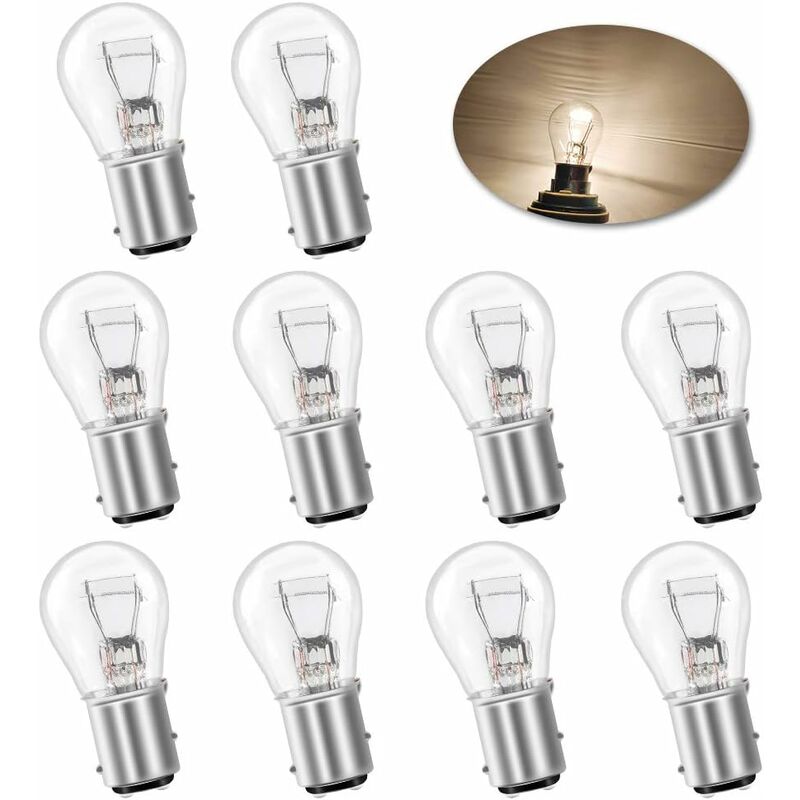 10 pcs S25 P21/5W Bay15D 1157 Bulb 12V 21W Original Tail Brake Light Bulb - Warm White - Image 1
