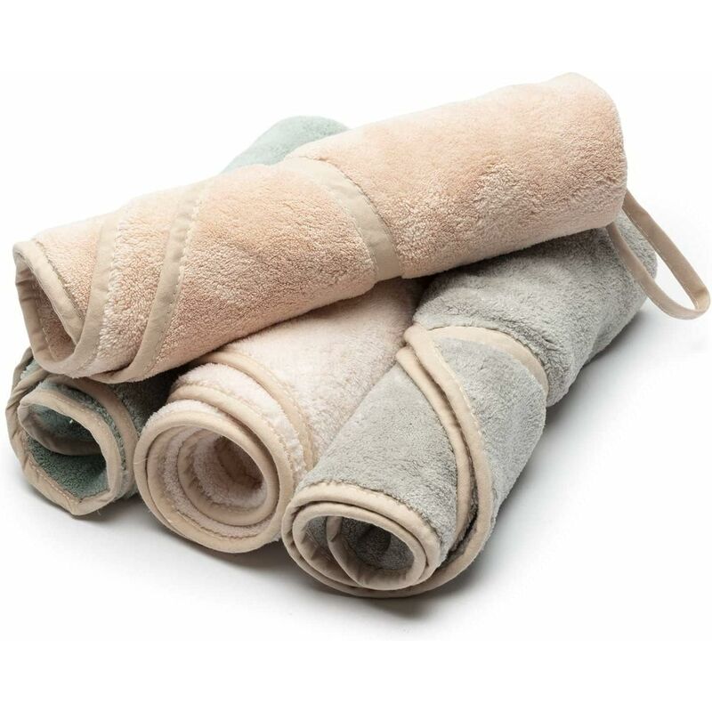 4 Pack Hanging Hand Towels With Hanging Loop Absorbent Coral Fleece Bathroom Towels Soft Thick Dishcloth ROund Hand - Image 3