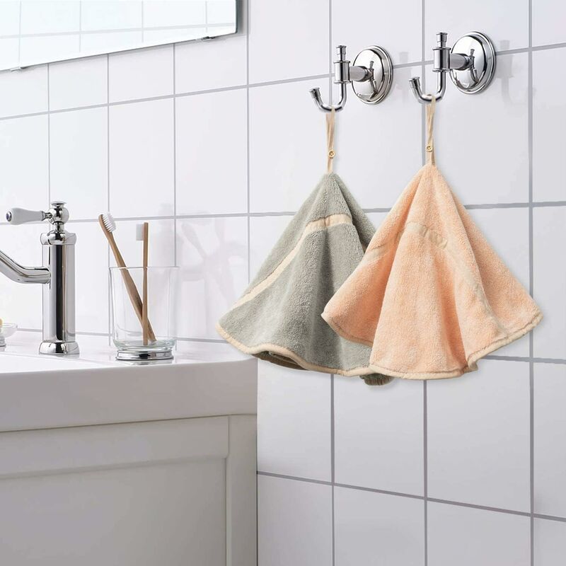 4 Pack Hanging Hand Towels With Hanging Loop Absorbent Coral Fleece Bathroom Towels Soft Thick Dishcloth ROund Hand - Image 4