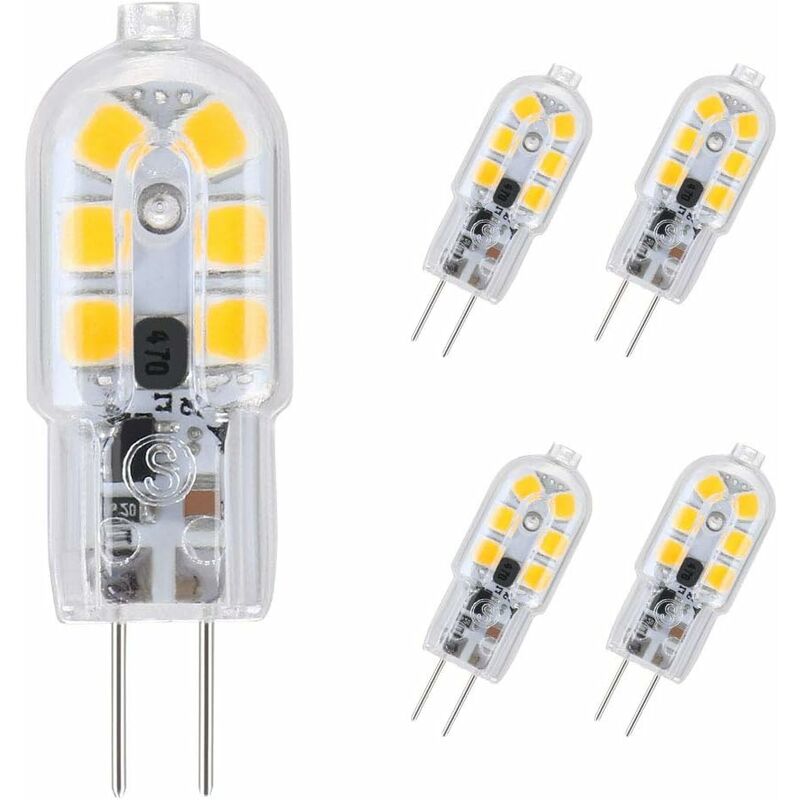 G4 LED Bulb, 5-Pack Warm White 30W Halogen Bulbs Equivalent, 3W G4 LED Bulb Energy Saving For Range Hood Bulbs, Ac/Dc - Image 1