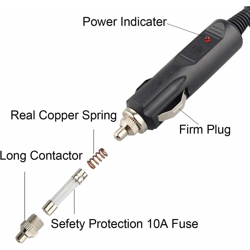 2 Pack Dc 12V Male Cigarette Lighter Socket Power Plug With 10A Red Fuse And LED Power Indicator - Image 2