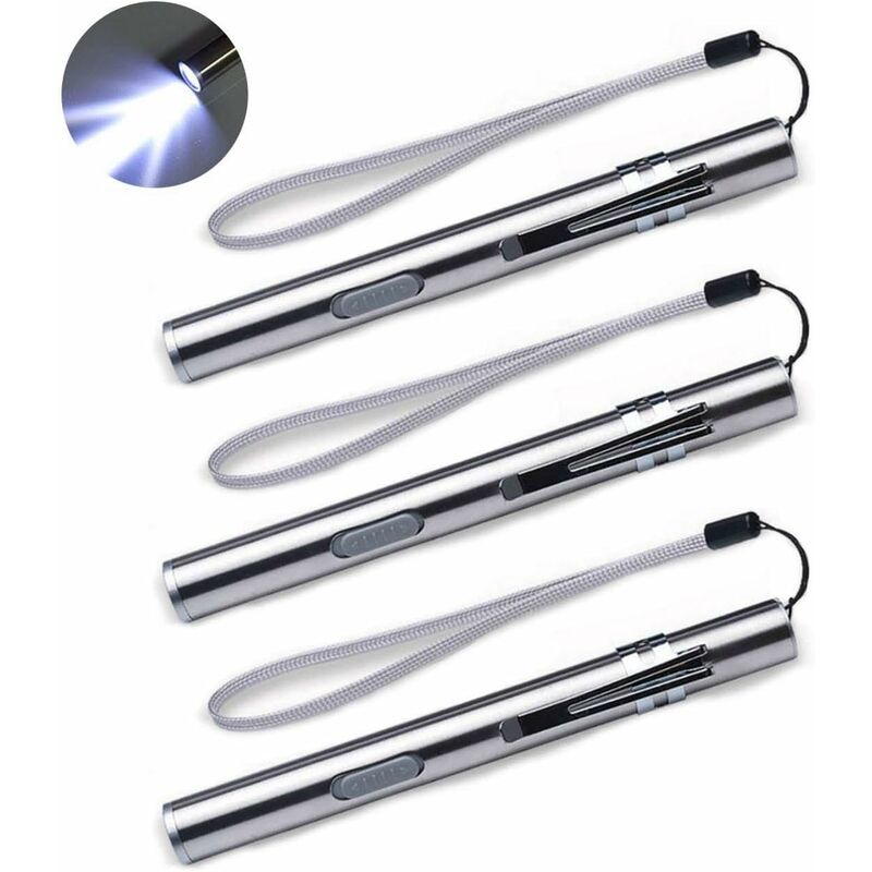 3 Pack Nurse Pen Light Medical Pen Light Usb Rechargeable LED Flashlight Stainless Steel Torch For Doctors Students - Image 1