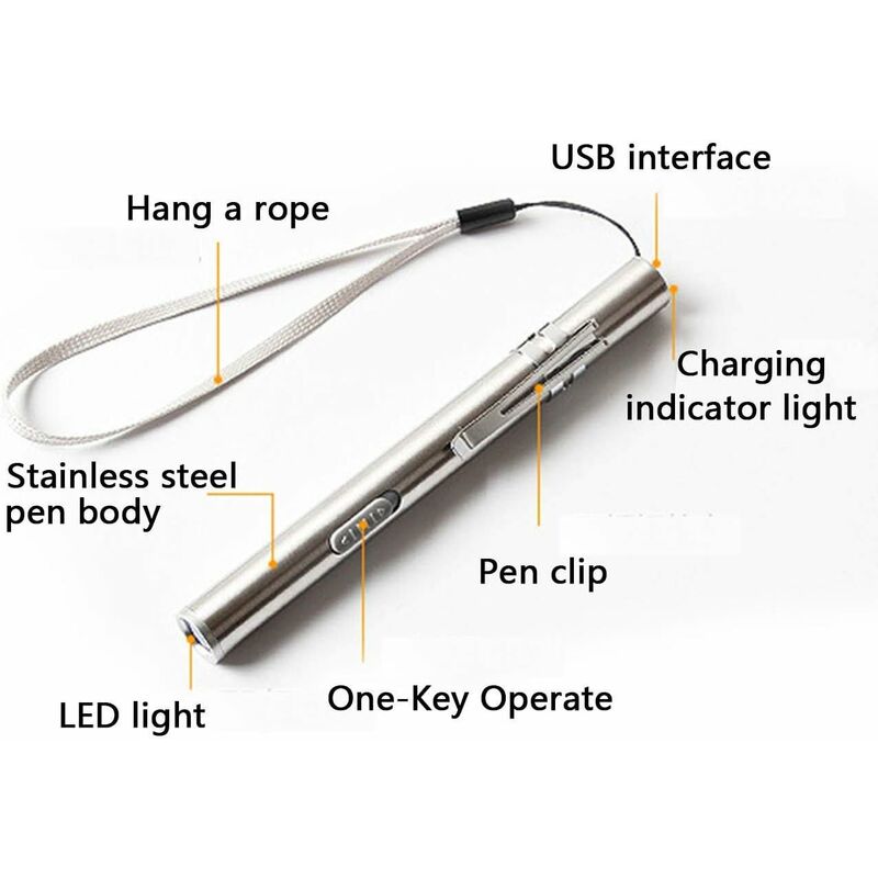 3 Pack Nurse Pen Light Medical Pen Light Usb Rechargeable LED Flashlight Stainless Steel Torch For Doctors Students - Image 2