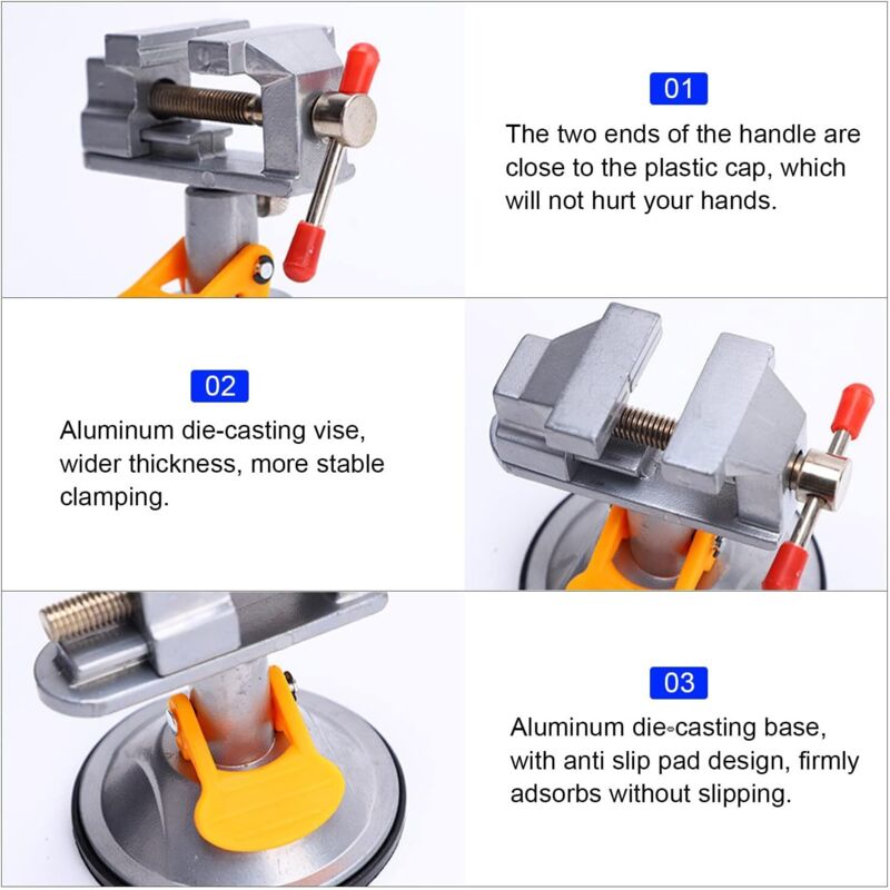 2 pcs Bench Vise Small Swivel Vise, Mini 360° ROtation Vise With Suction Cup, 30Mm, Table Vise Clamp For Hobby Jewelry, - Image 4