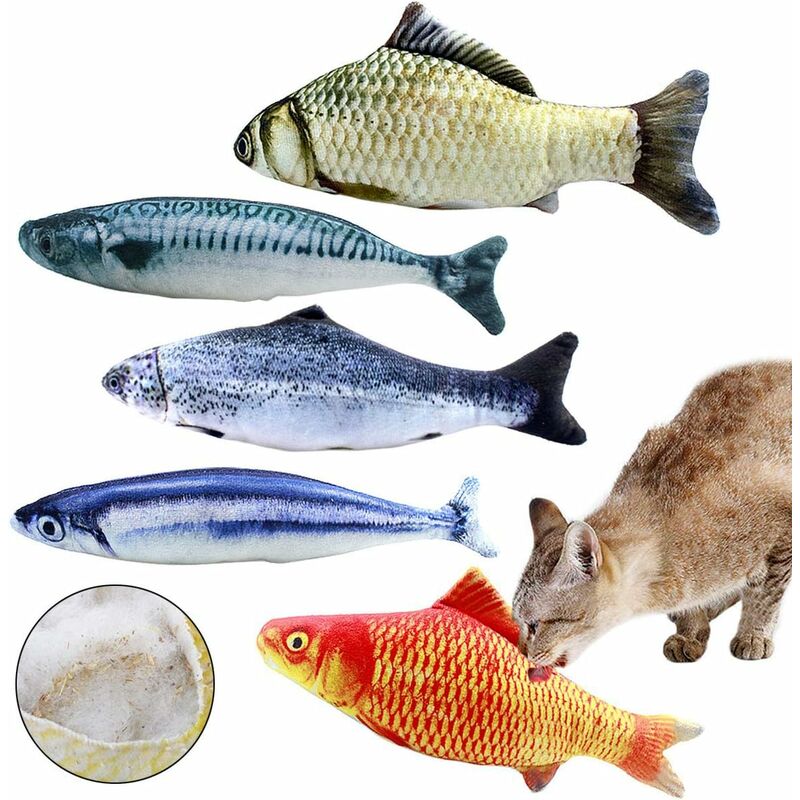 5 pcs Catnip Toys Fish, 20Cm Catnip Cat Toys, Catnip Fish, Simulation Plush Fish, Plush Fish, Interactive Cat Pillow, - Image 1