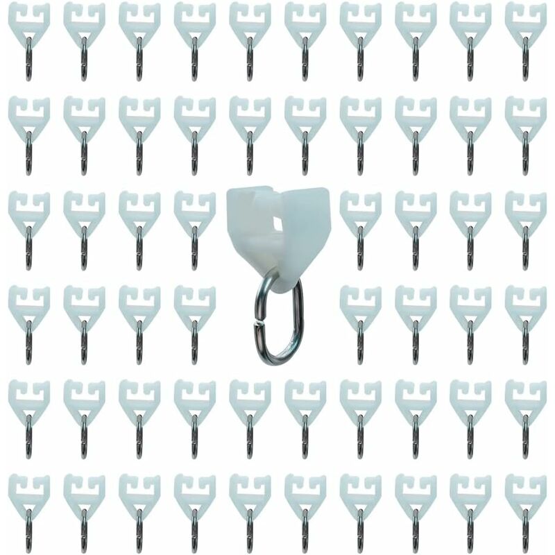 Curtain Track ROllers-80 pcs Outdoor Rail Curtain Hook Rail Slider Rail,Plastic Curtain Pulley(White) - Image 1