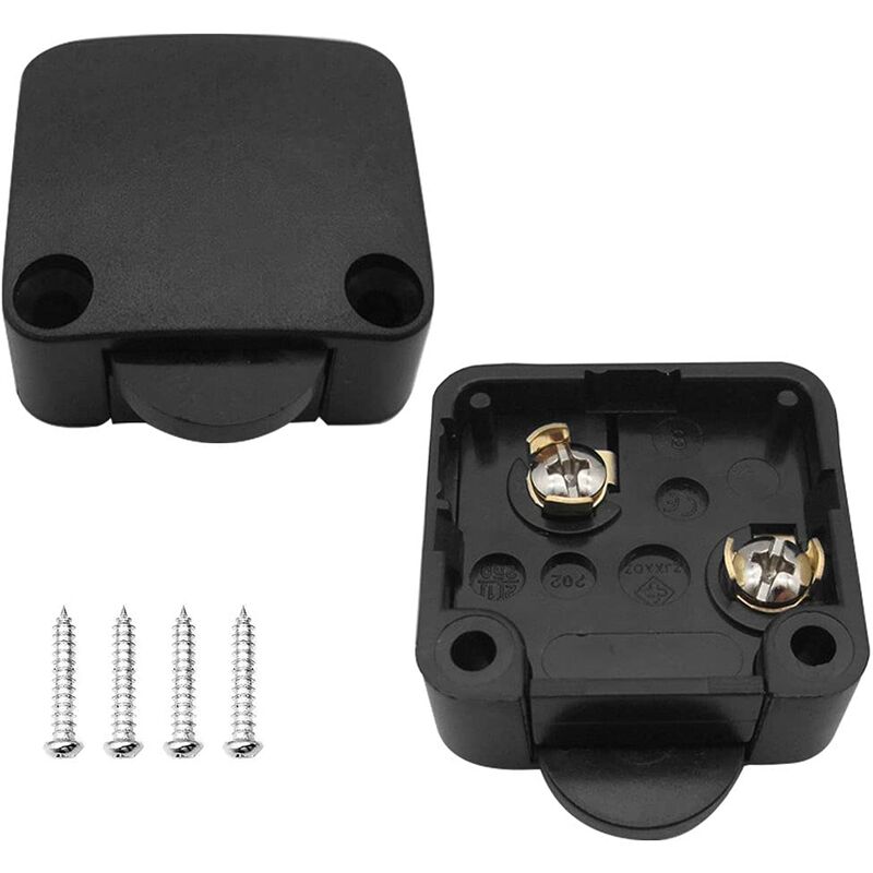 2 pcs Cabinet Door Switches Automatic Switch 1A 250V Closet Lamp Switches (Black) - Image 1