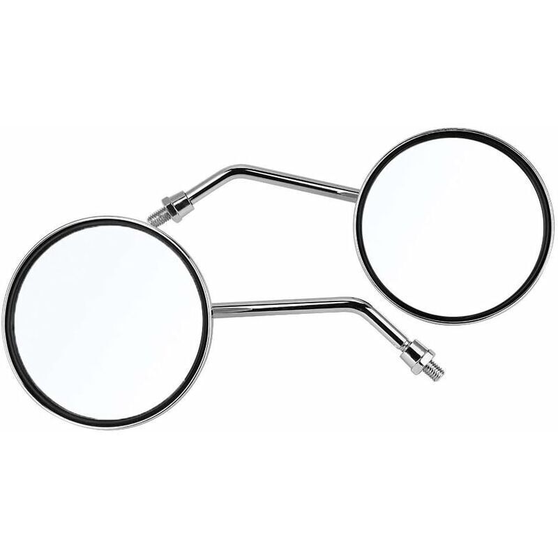 Rearview Mirror - 1 Pair 10Mm ROund Chrome Silver Motorcycle Rearview Mirrors. Left And Right Side Mirror. - Image 1