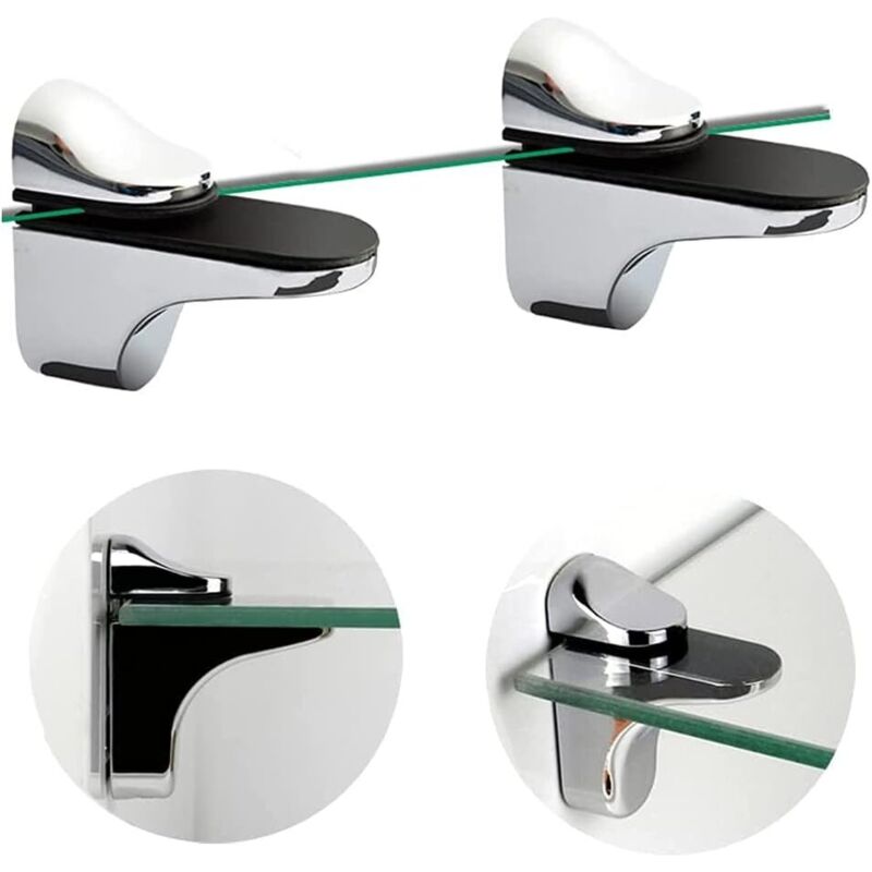 Adjustable Glass Shelf Bracket, 4 pcs Glass Shelf Support, Wall Mounted Glass Clamp, Glass Shelf Bracket, For Glass - Image 2