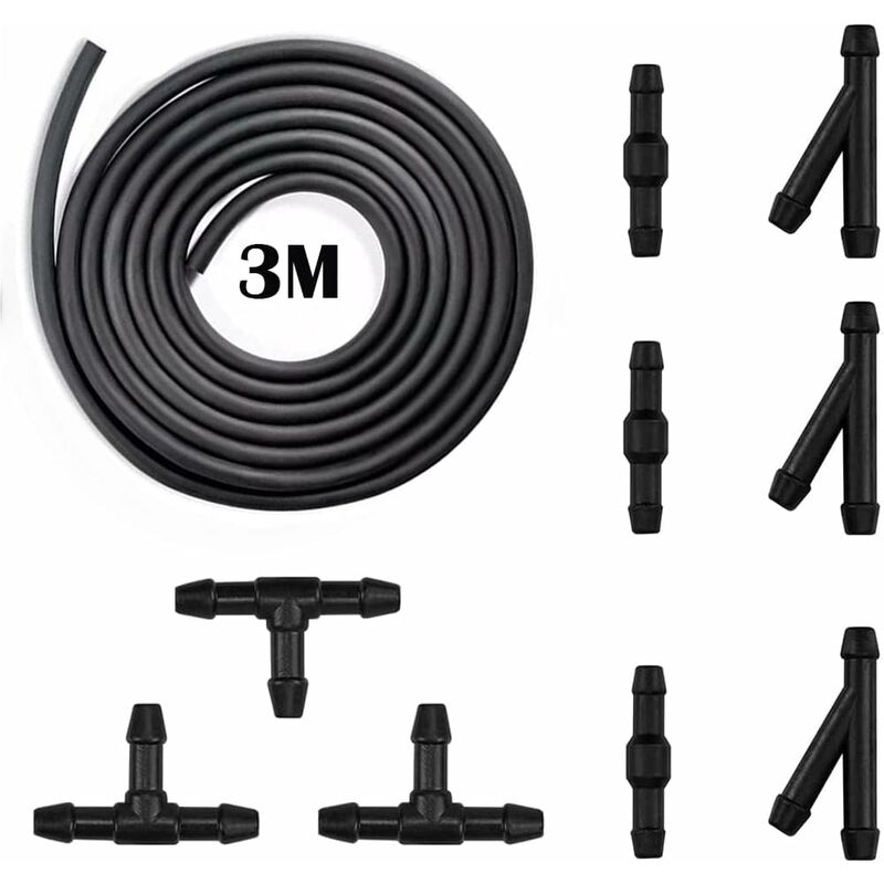 10 pcs Windshield Wiper Hose Kit,3M Windshield Washer Fluid Hose,Windshield Wiper Nozzle Mist Washer Spray Hose,With - Image 1