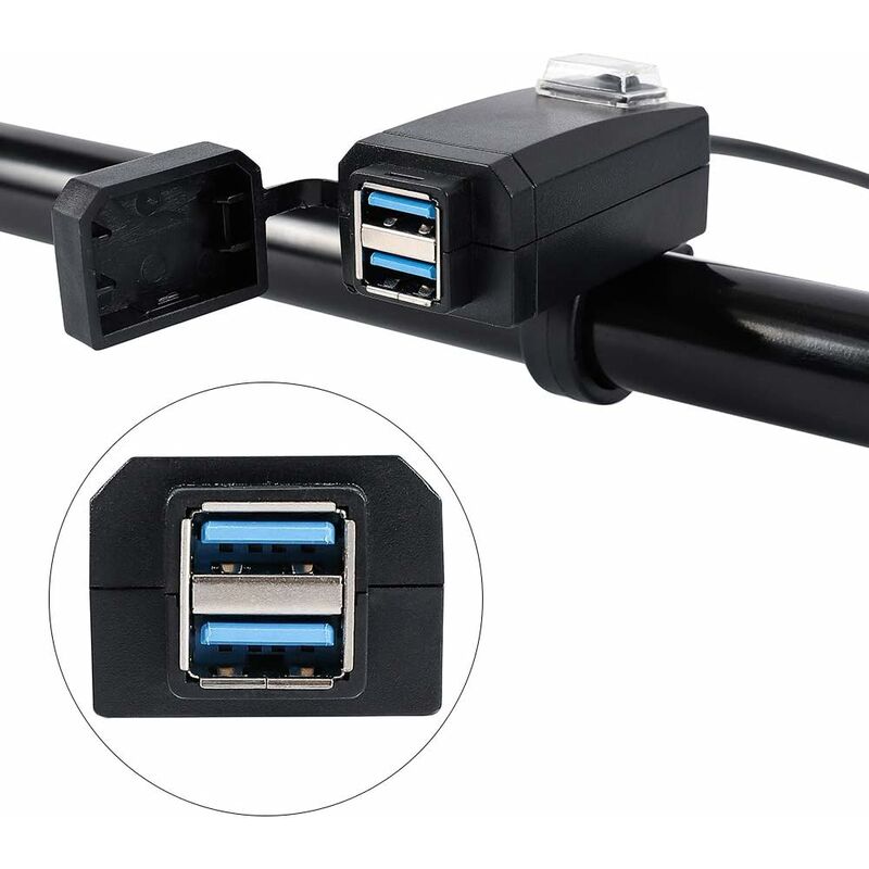 Motorcycle Charger 2 Usb Ports Socket Adapter Quick Charge 3.0 12-24V Usb Mobile Phone Power Charger With Switch For - Image 1