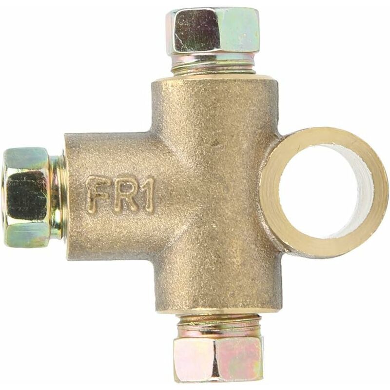 Brake Line Tee Pipe Connector T Shape 3 Way Adapter With 3 Male Nuts Short Union M10 3/16 Inch 10Mm Hose+3 Way Brake - Image 1