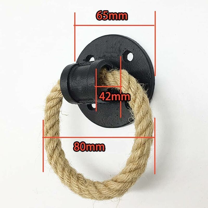 2 pcs Vintage Hemp ROpe Wrought Iron Handle Wooden Door Handles Cabinet Knobs Sliding Door Handle Drawer Pull Ring - Image 2