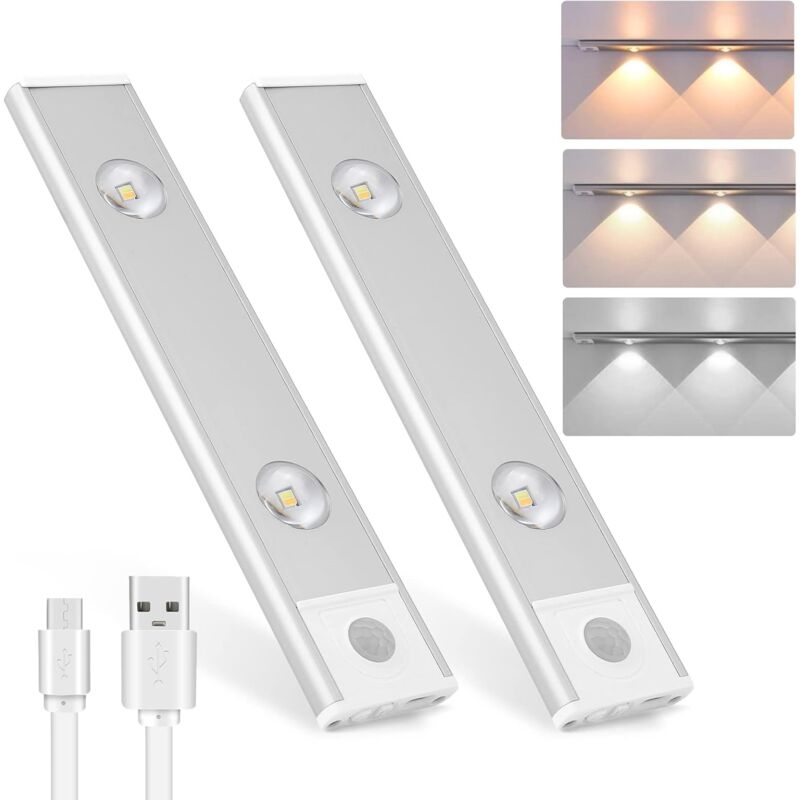 2 pcs Wireless LED Closet Lights, Dimmable Under Cabinet Lights, Motion Sensor, 3 Lighting Modes, Closet Light For - Image 1
