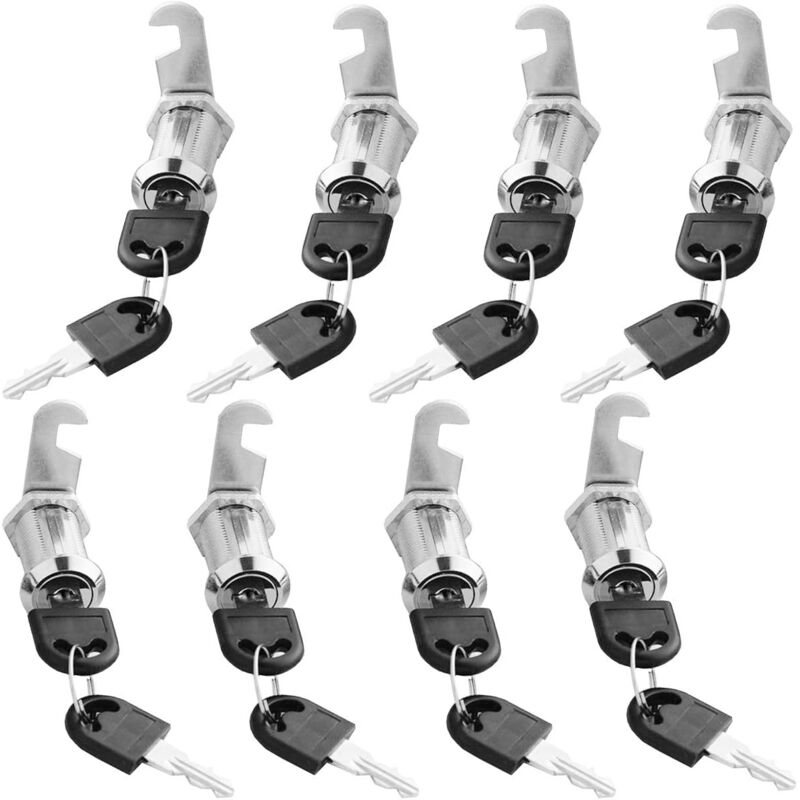 Cam Lock Cylinder, 8 pcs Mailbox Lock With 16 Keys Cabinet Door Lock Cam Lock Barrel For Mailbox Drawer Cabinet - Image 1