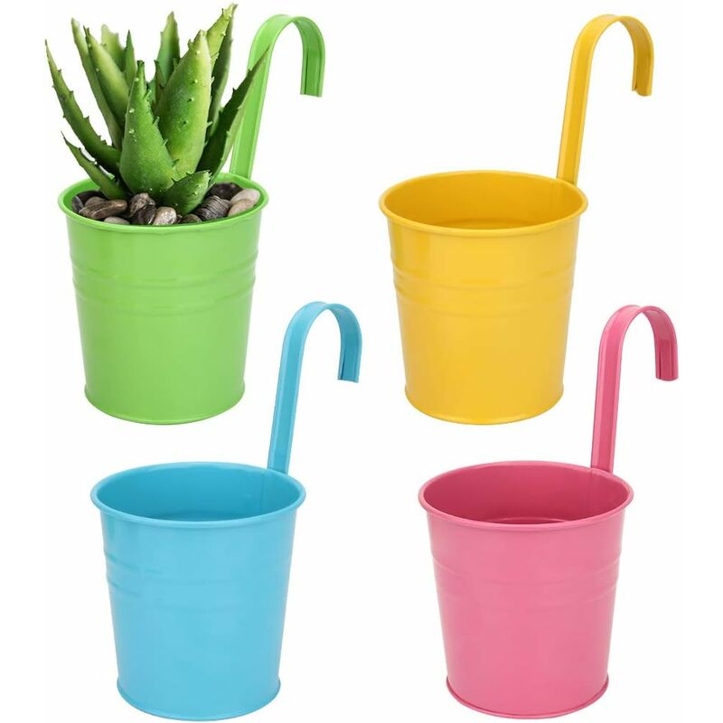 Metal Hanging Flower Pot, Outdoor Flower Pot With Drainage Hole Perfect For Garden, Balcony, Fence, Patio, Decoration 4 - Image 1
