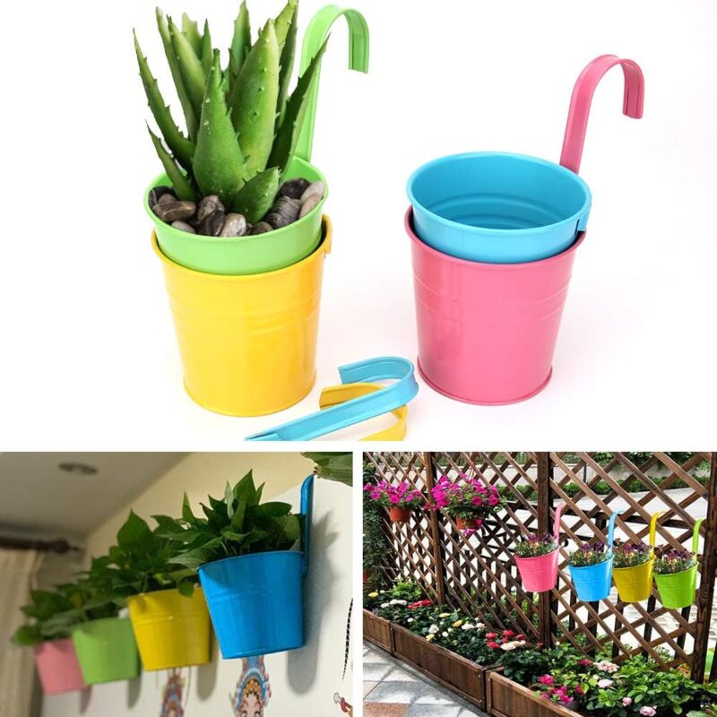 Metal Hanging Flower Pot, Outdoor Flower Pot With Drainage Hole Perfect For Garden, Balcony, Fence, Patio, Decoration 4 - Image 2