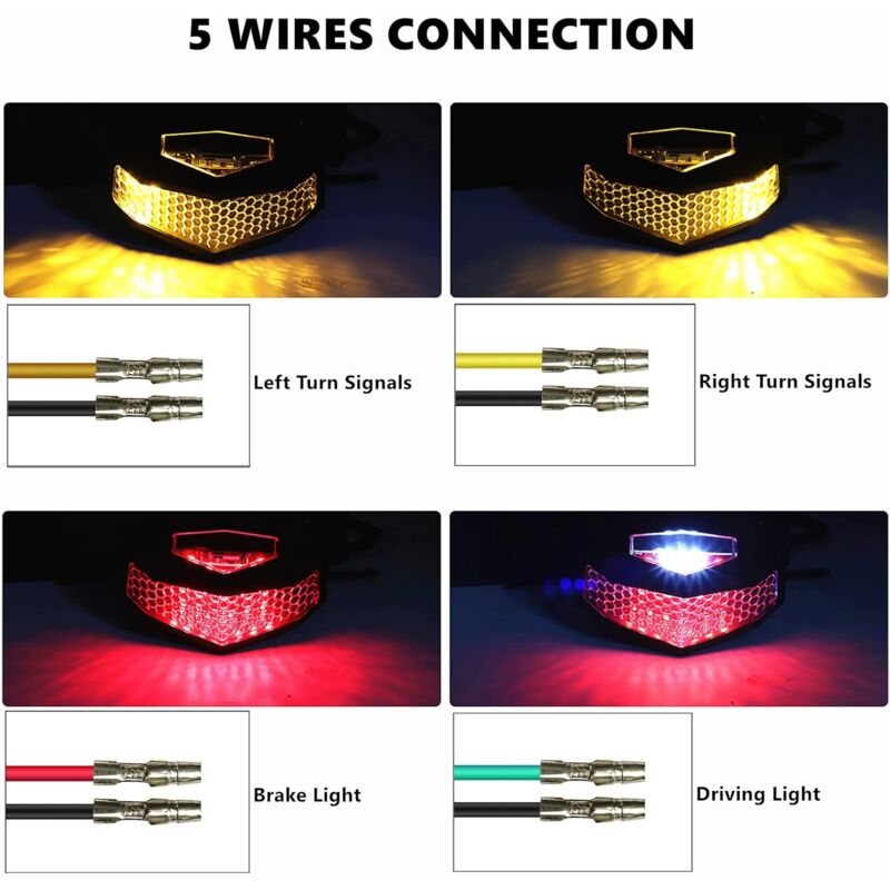 Motorcycle LED Tail Light With License Plate Lamp Holder Integrated Turn Signals Brake Light Universal For Motorcycle - Image 2