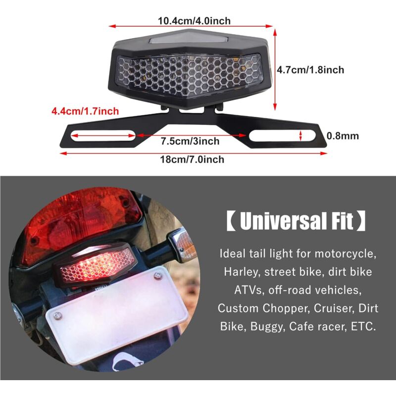 Motorcycle LED Tail Light With License Plate Lamp Holder Integrated Turn Signals Brake Light Universal For Motorcycle - Image 3